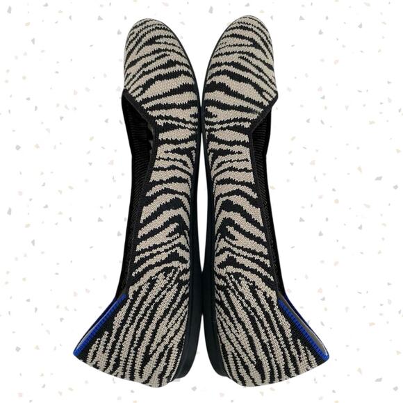 Black Zebra Neutral Animal Print Casual Shoes EDS Spoonie Rothy’s The Flat 6.5 - Picture 4 of 15